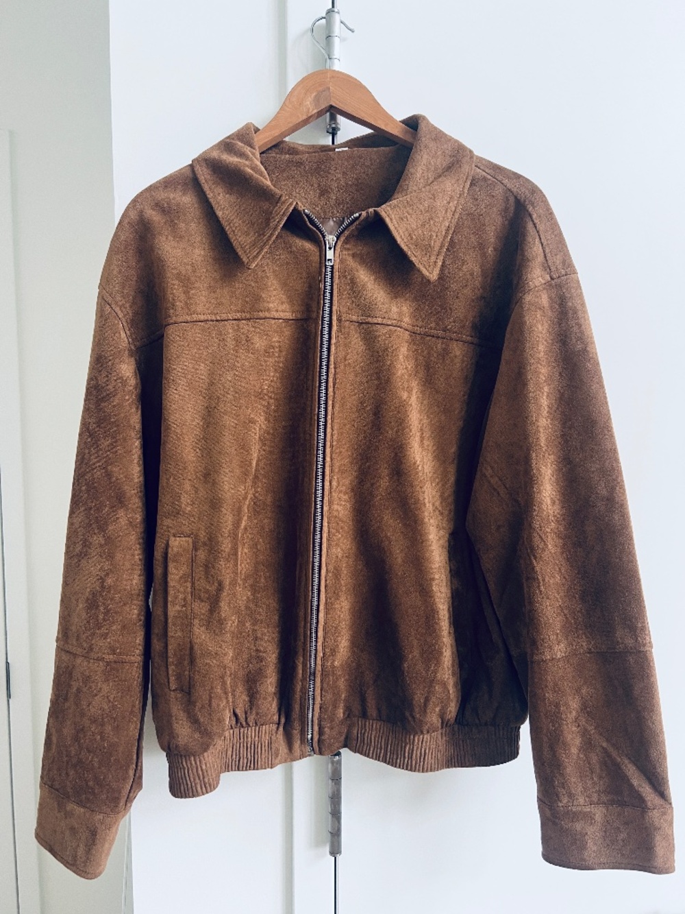 ZARA Brown Suede-Look Bomber Jacket Size S - Picture 4 of 5